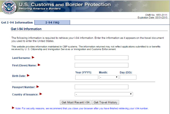 i 94 admission number retrieval